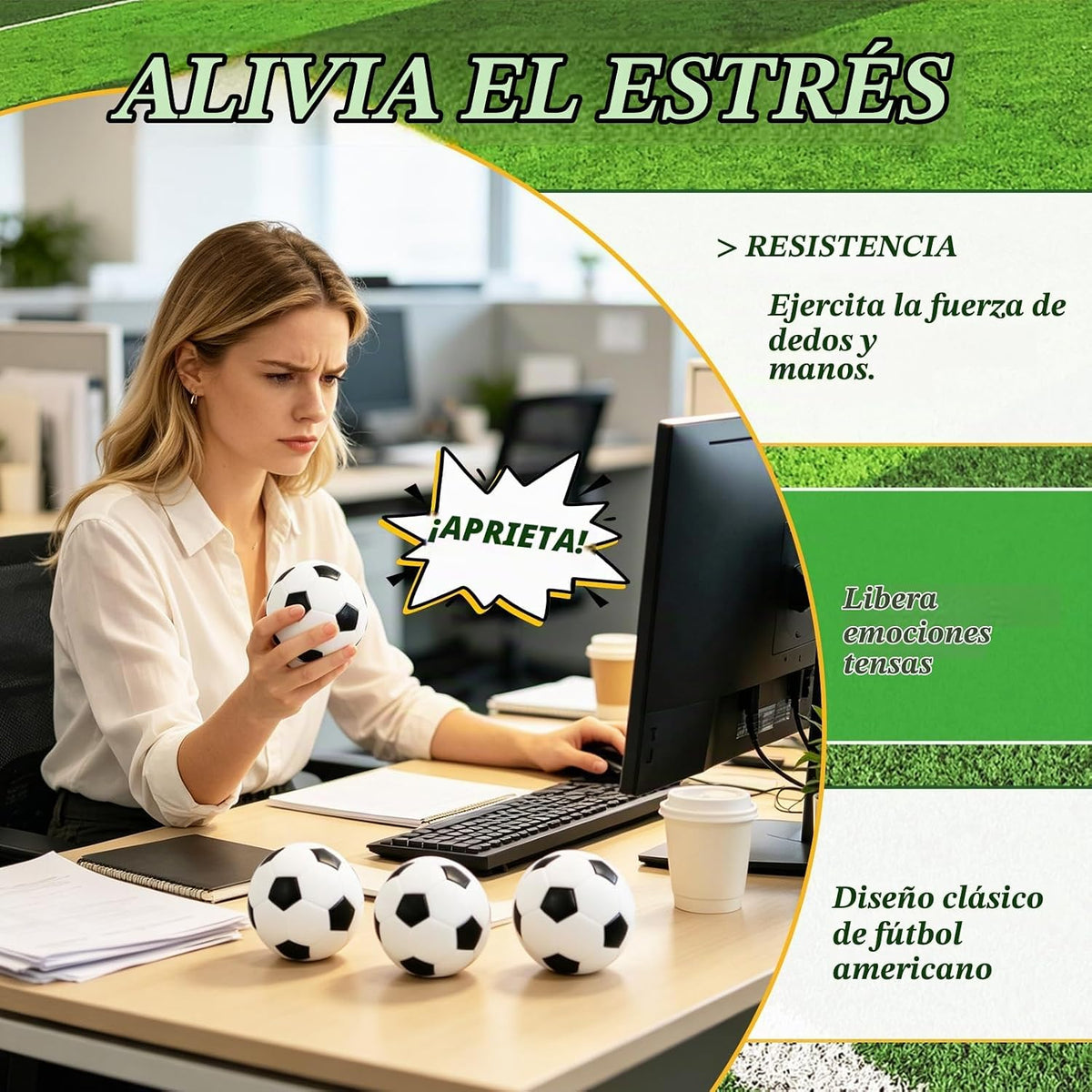 Paquete de 30 pelotas de fútbol para apretar, pelota de espuma depo...