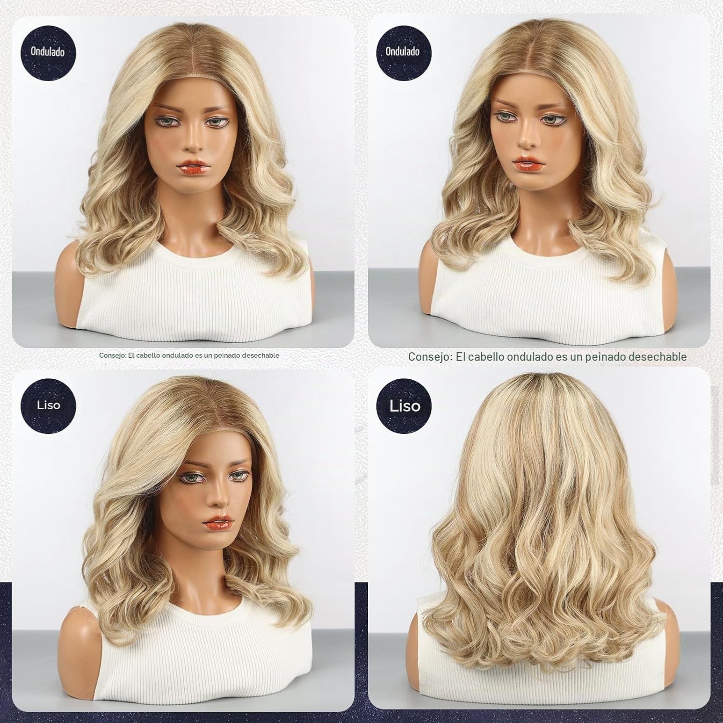 starluck Pelucas de Cabello Humano con Encaje Frontal Pelucas de Ca...
