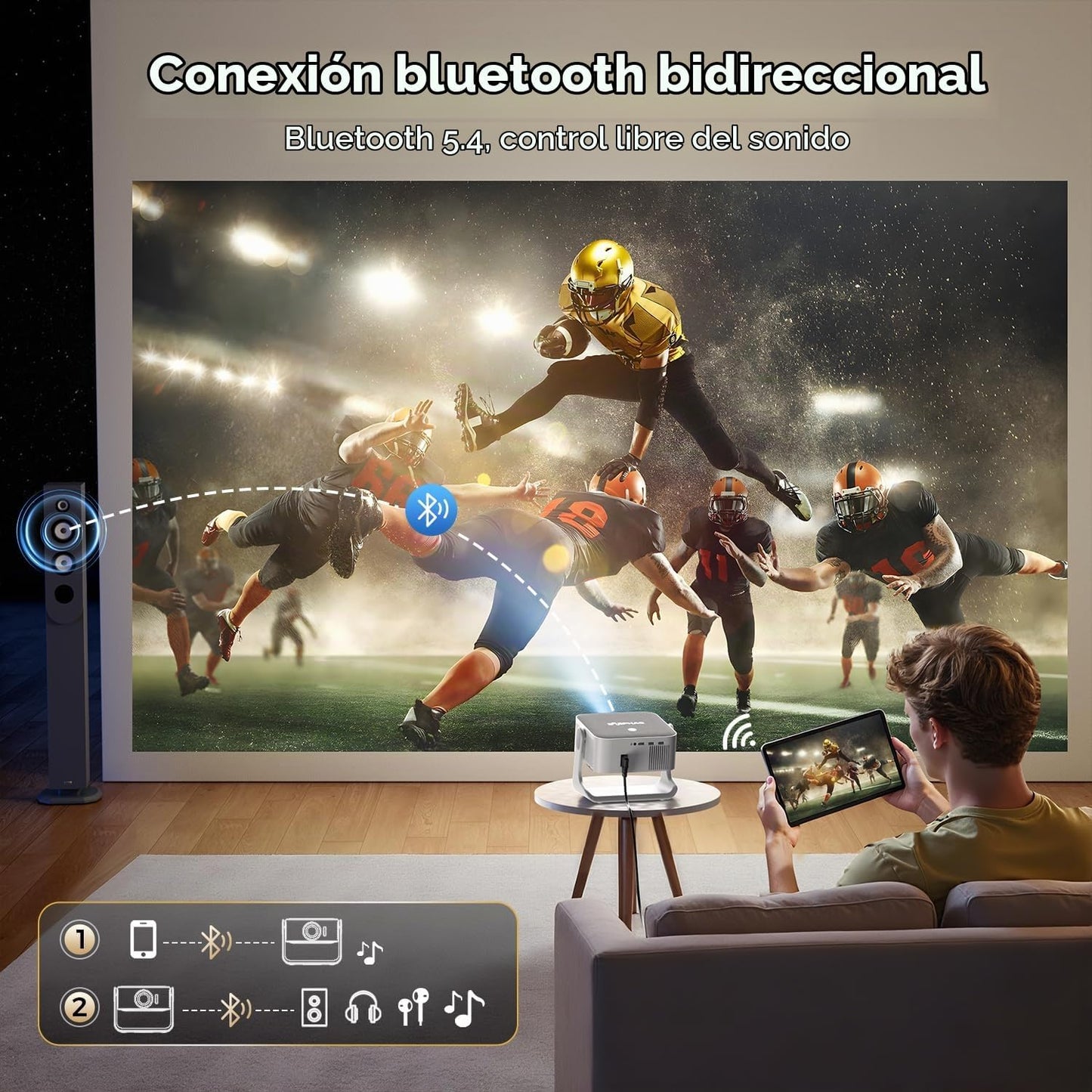 ELEPHAS Proyector inteligente 4K con WiFi y Bluetooth - Compatible...