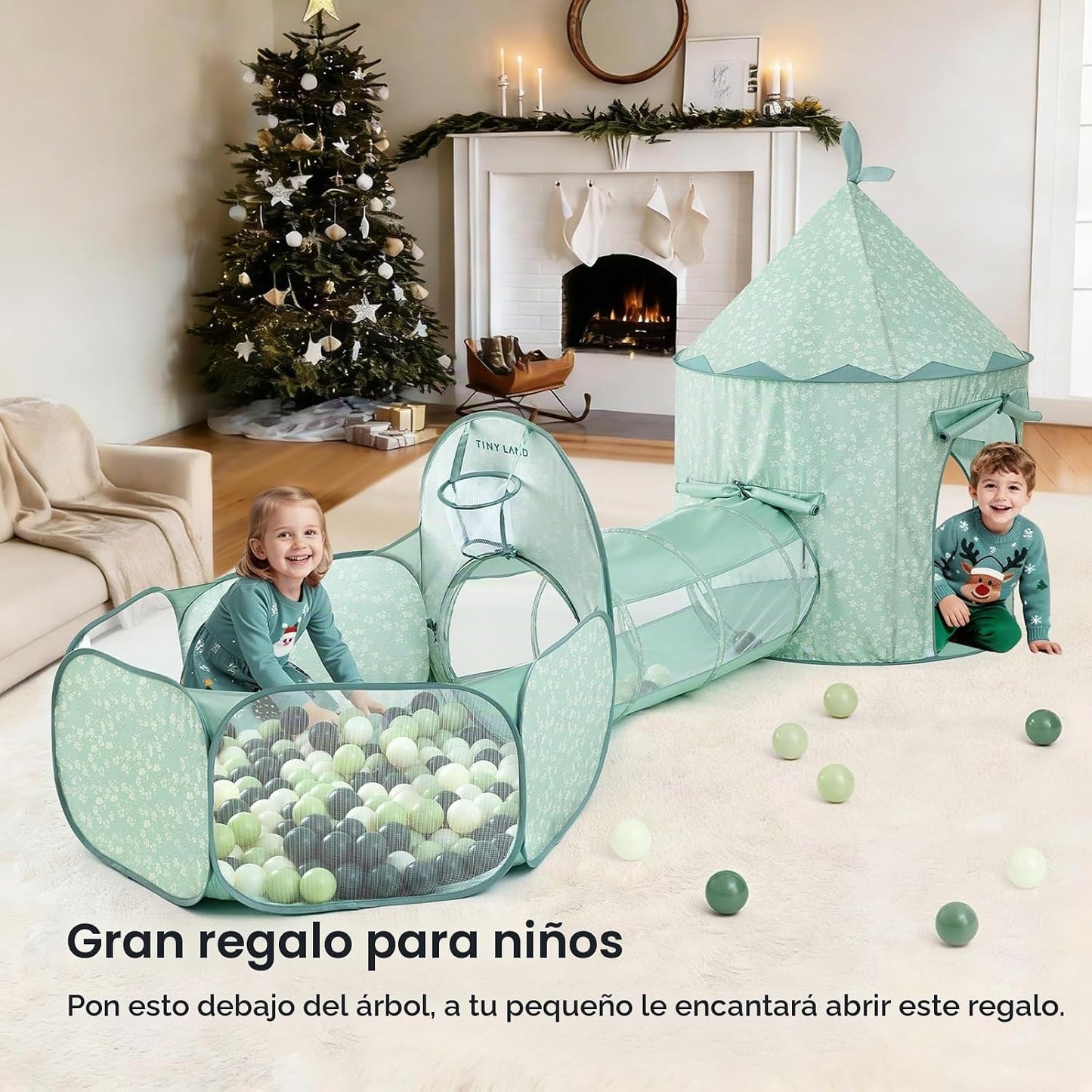 Tiny Land Túnel de juego 3 en 1 para niños con pozo de pelotas y ti...