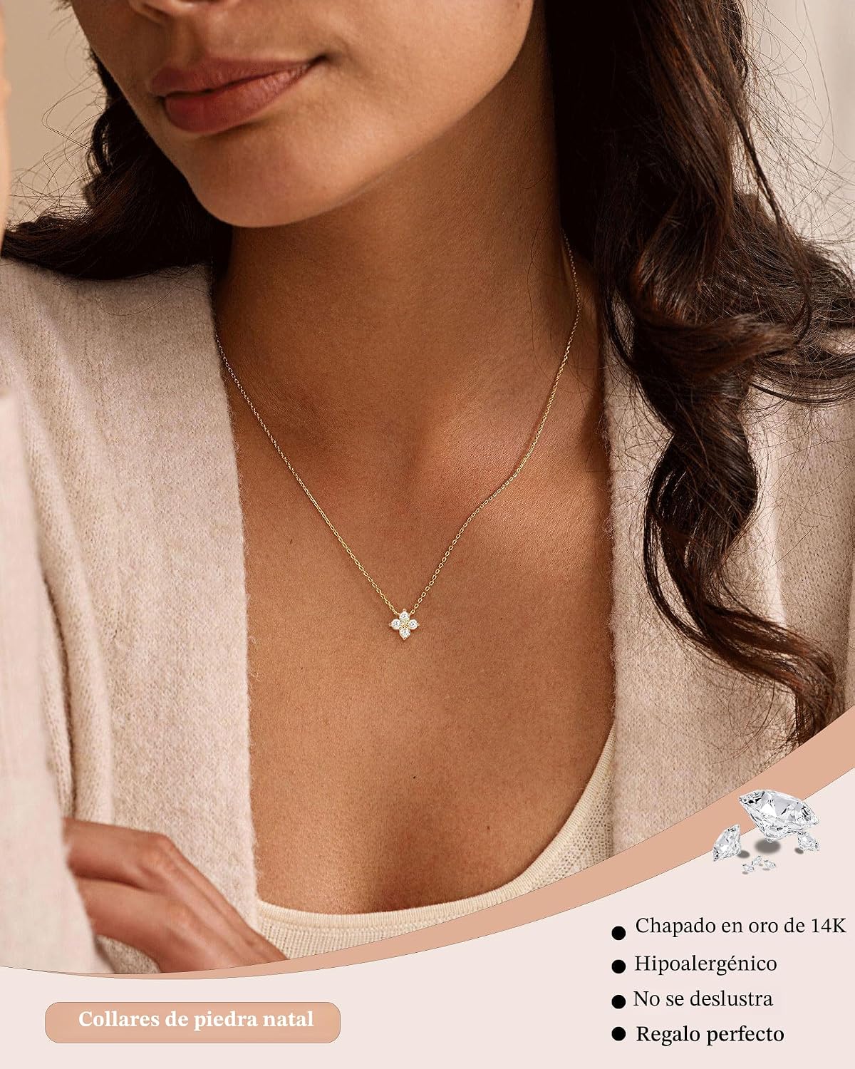 ZHESHY Collares de oro con piedra natal para mujer, delicados y no...
