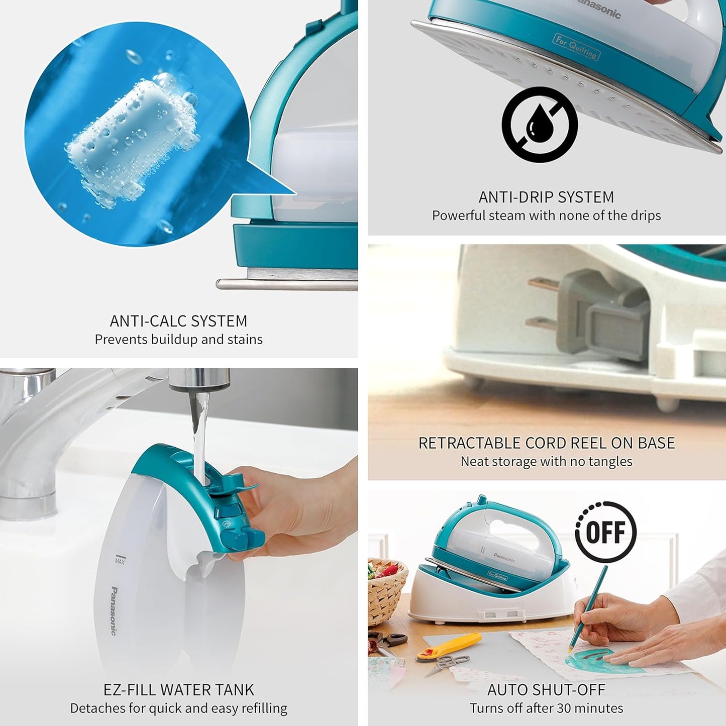Plancha inalámbrica Panasonic, plancha portátil de 360 grados estil...