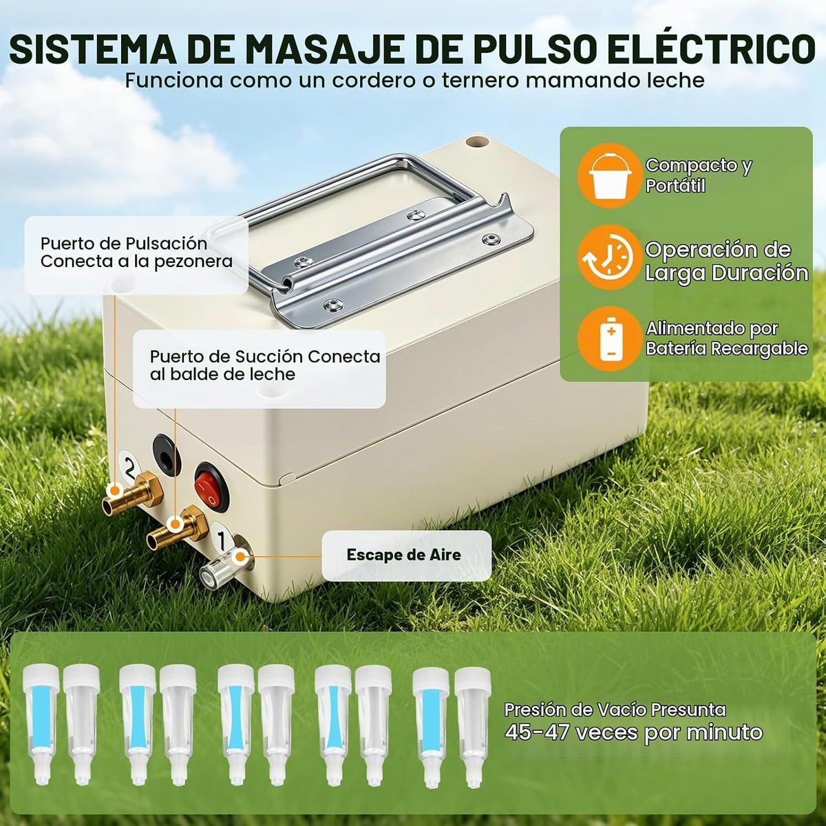 Proshine Ordeñadora de cabra 2 en 1 7L, ordeñadora eléctrica de pul...