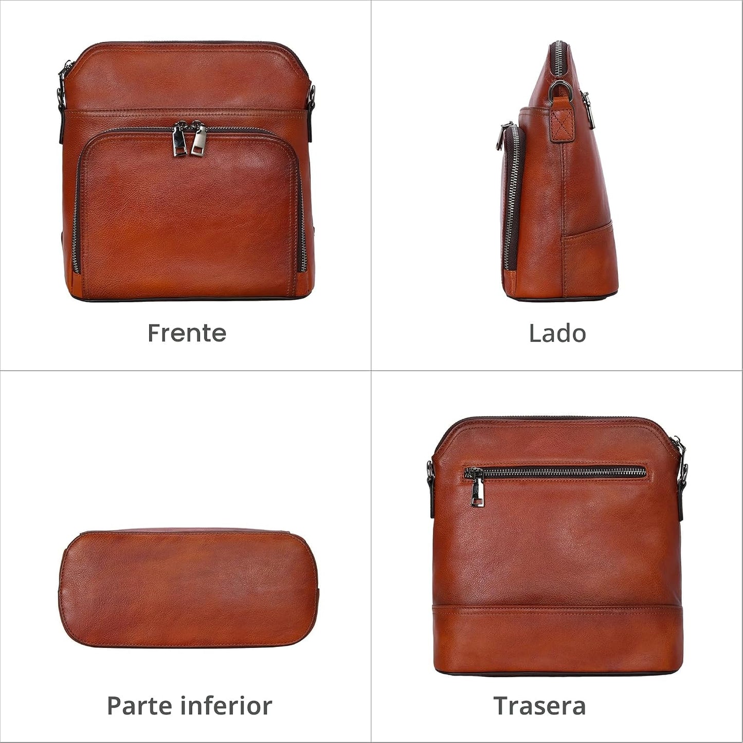 Iswee - Bolsos cruzados de cuero para mujer con múltiples bolsillos...