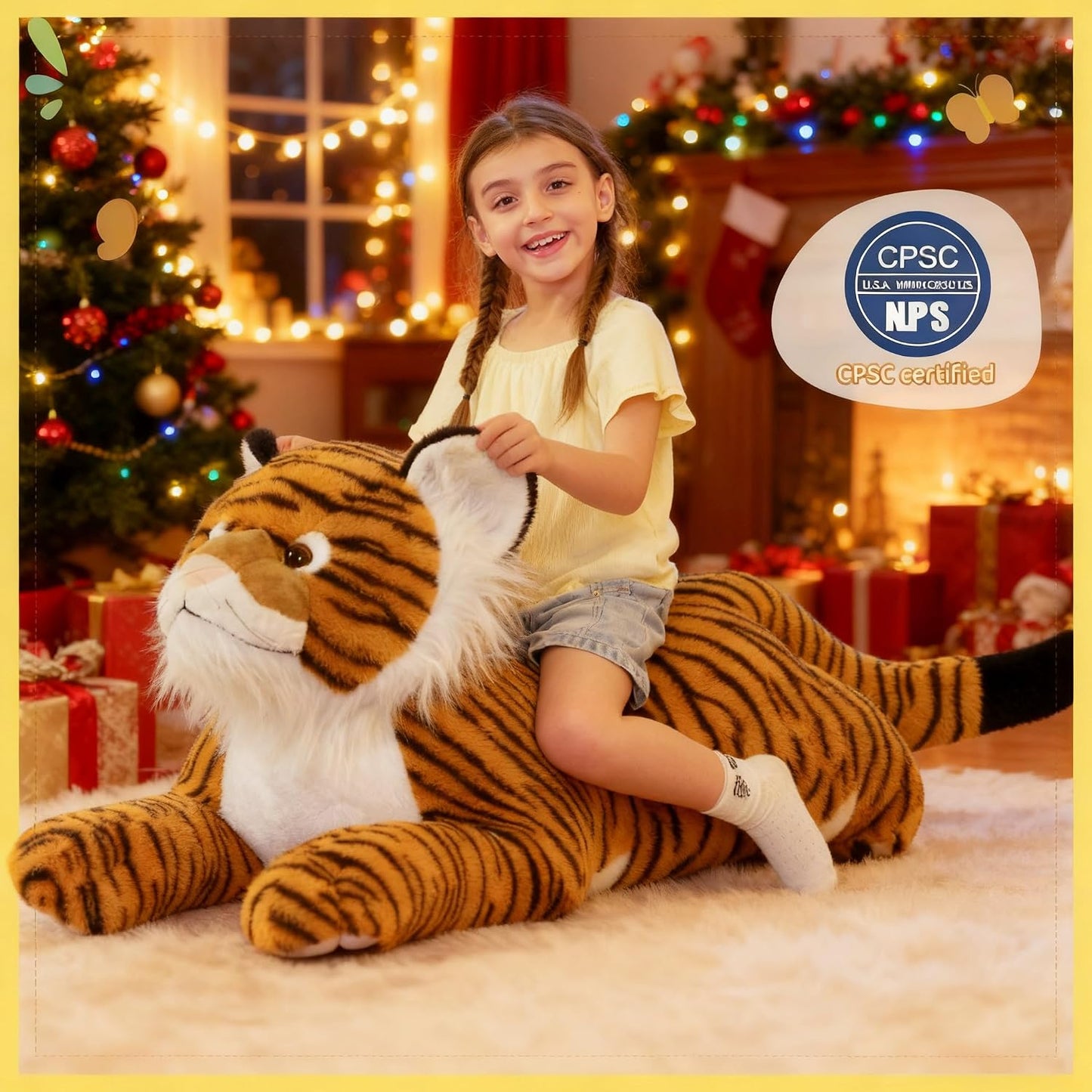 Tezituor - Peluche gigante de tigre de 43.3 pulgadas, almohada de c...