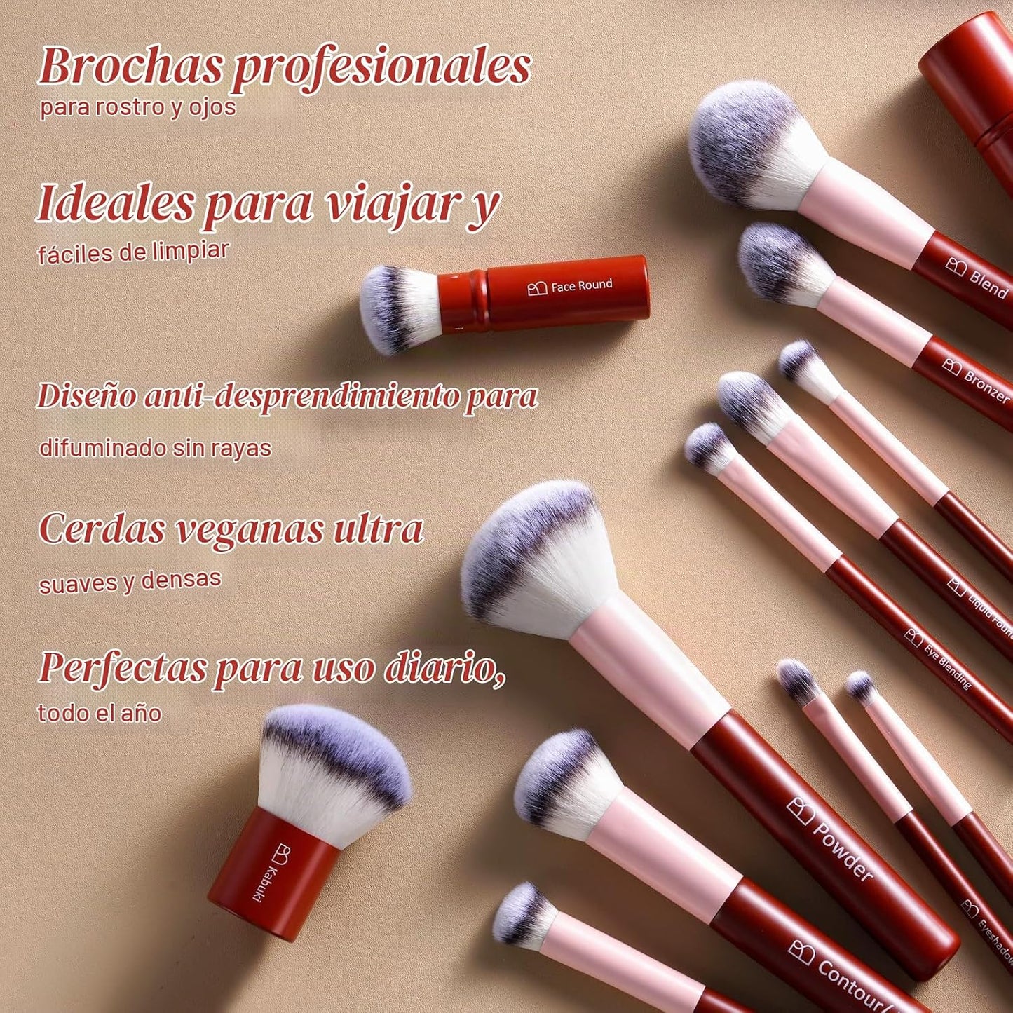 Kit de brochas de maquillaje BS-MALL \u2013 Herramientas profesiona...