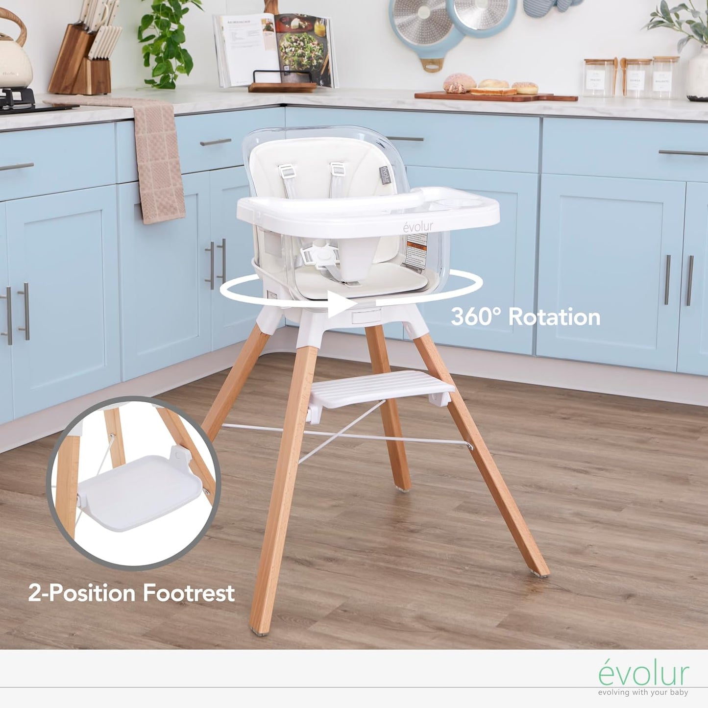 Evolur Silla alta de 360° Bloom, giratoria y convertible, con altur...