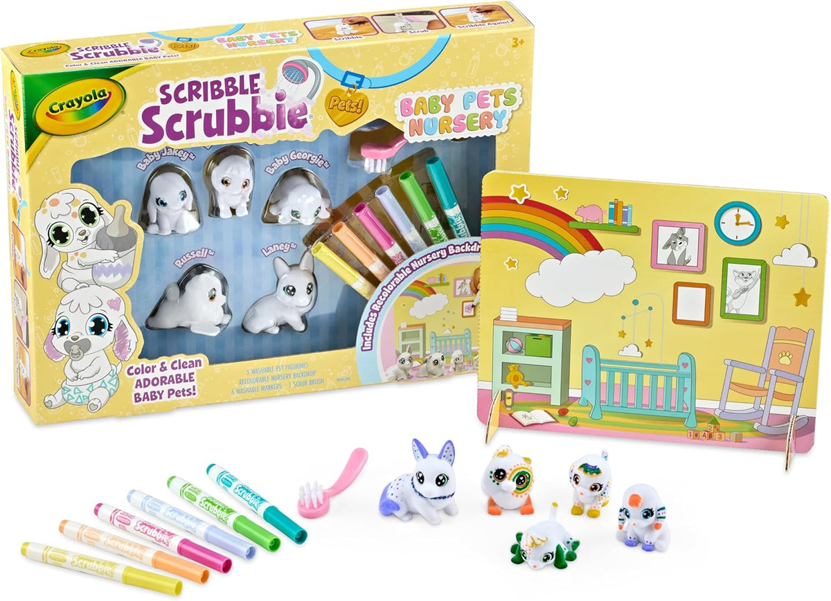 Crayola Scribble Scrubbie Baby Pets Nursery, juguetes de animales p...