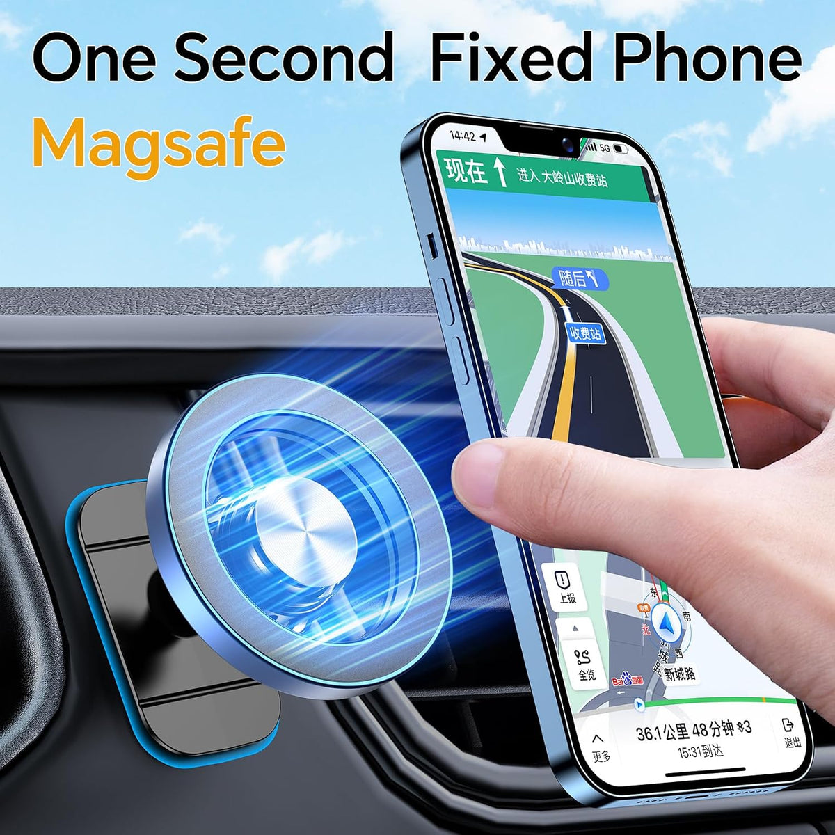 Kaistyle Soporte de coche Magsafe 20 imanes fuertes: soporte magnét...