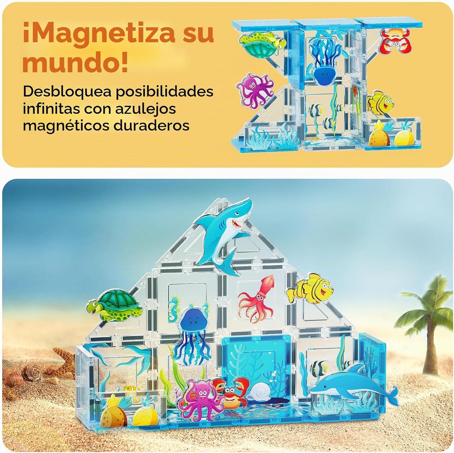 PicassoTiles 26 piezas de azulejos magnéticos, bloques de construcc...