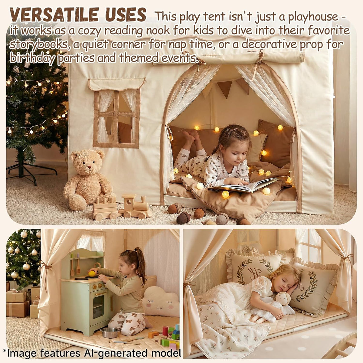 Tienda de campaña para niños con doble puerta castillo de juegos pa...