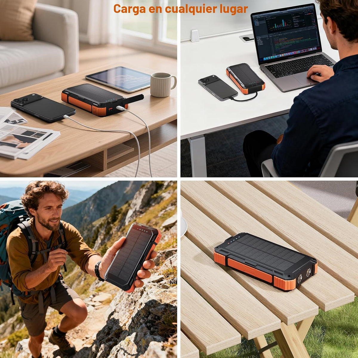 ERRBBIC - Cargador solar de 49800 mAh, cargador de teléfono portáti...