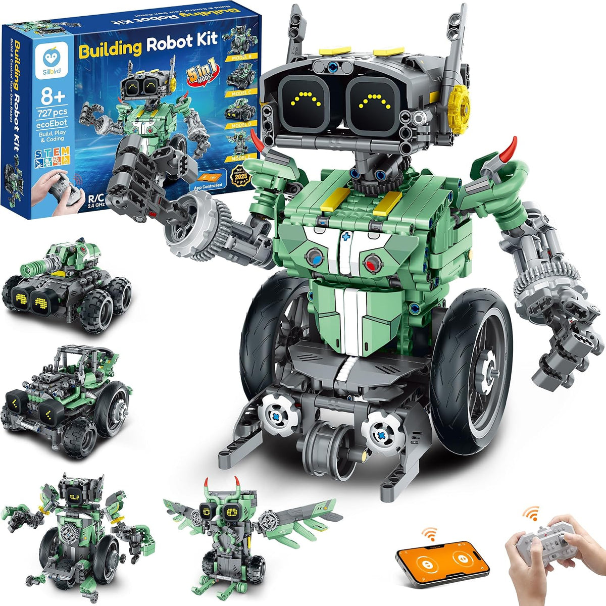 Sillbird Kit de construcción de automóviles robot con control remot...
