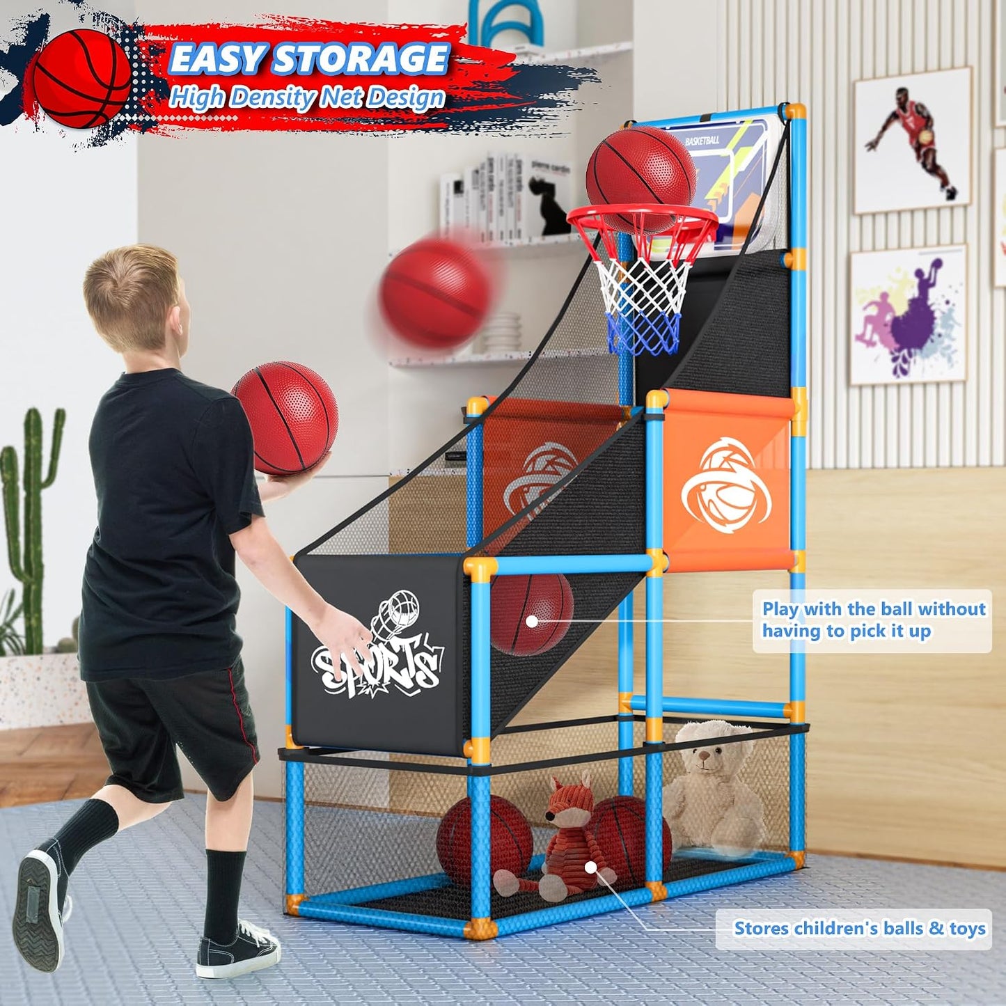 Juego de baloncesto de arcada Set Boy Toys Indoor Outdoor Kids Bask...