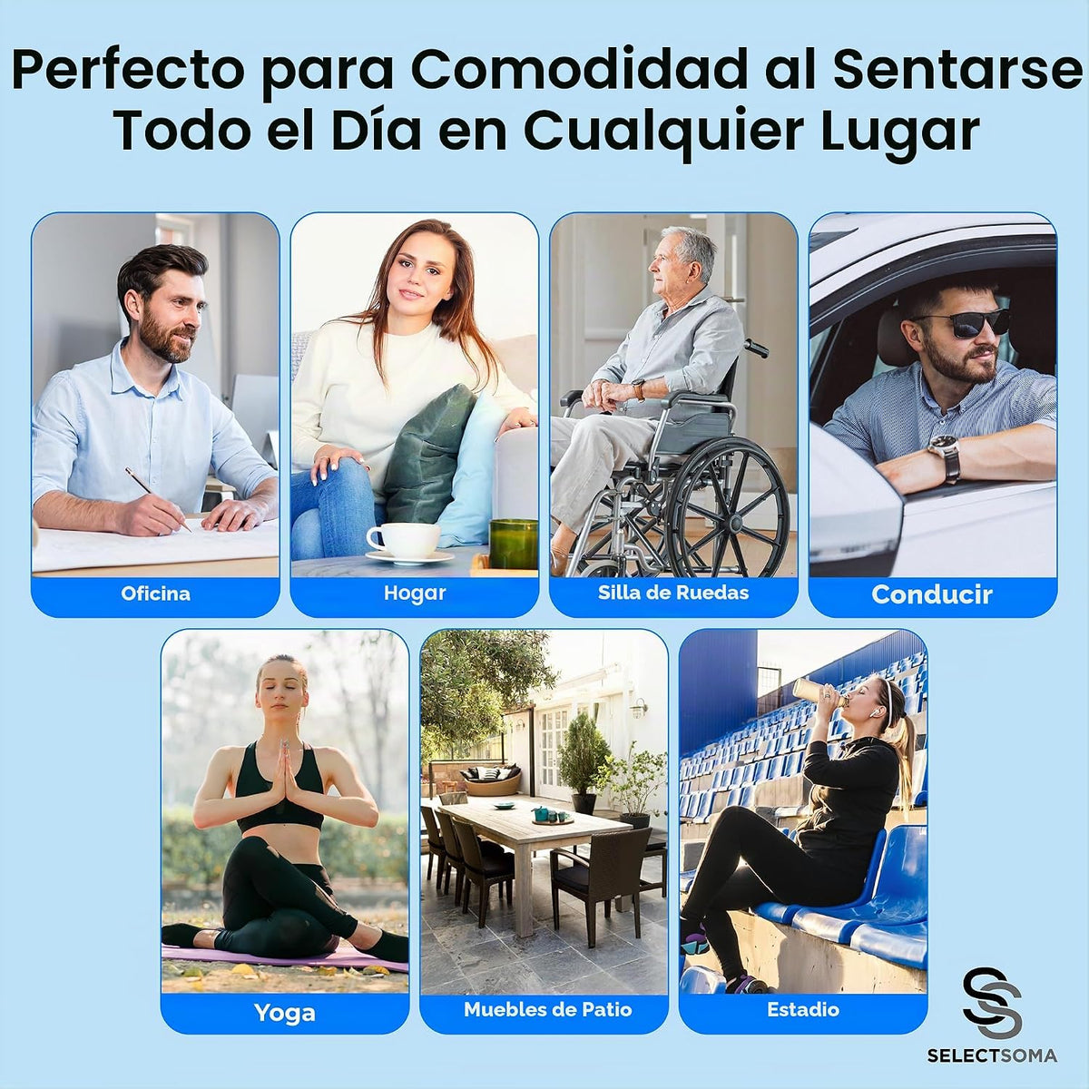 Cojín de asiento de gel de viaje para sentarse durante mucho tiempo...