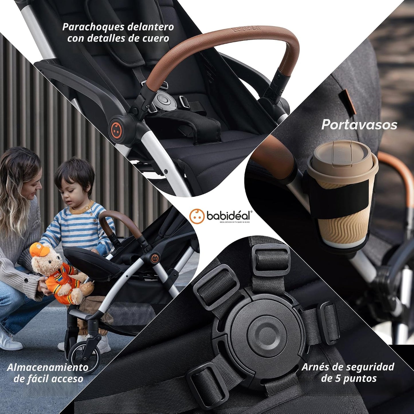 Babideal Cochecito de viaje ligero para bebé, cochecito auto plegab...