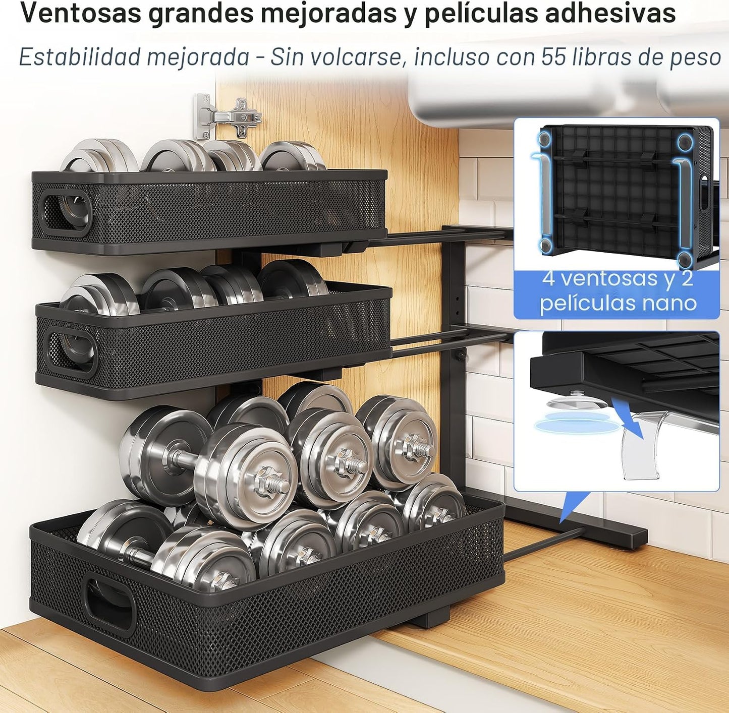 Organizador para debajo del fregadero, estante organizador de gabin...