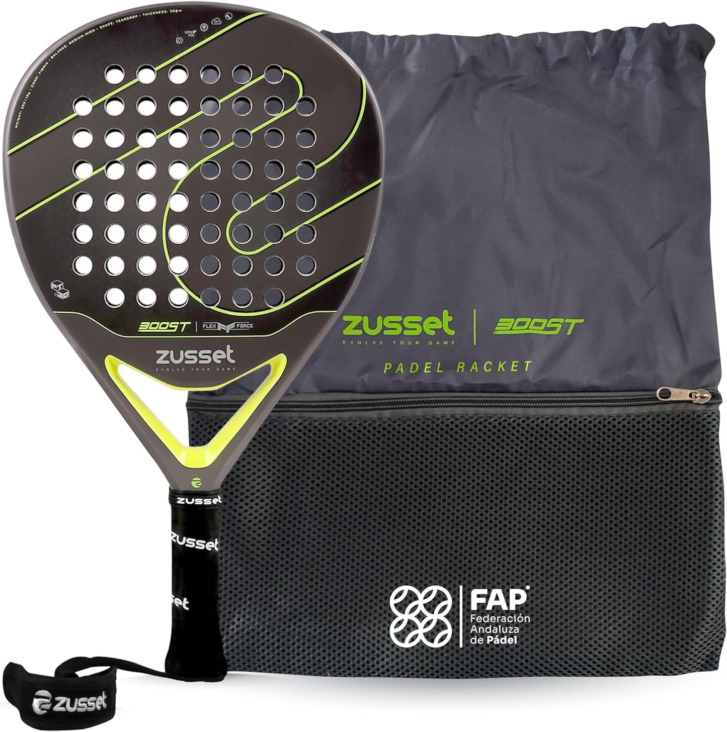 ZUSSET Pala Pádel Boost 2025 | Pala Padel Forma de Lágrima | 365gr...