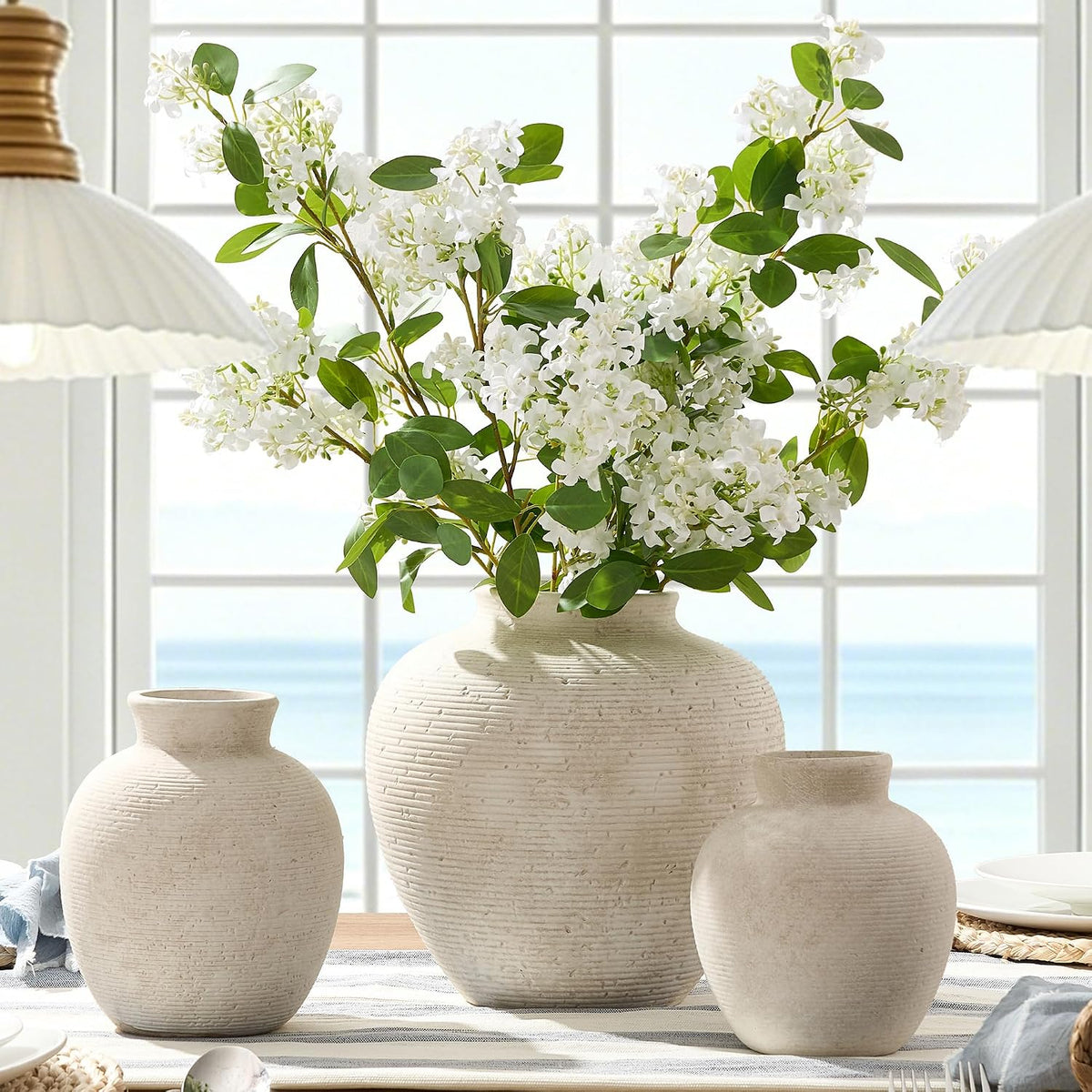 Jarrón de cerámica Vanselia para flores - Decoración del hogar - Ja...