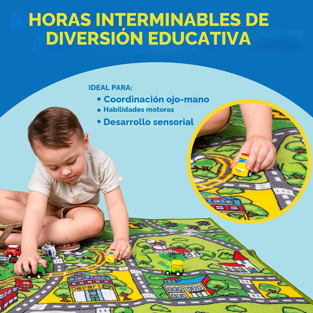 JOYIN Alfombra de Juego con 12 Coches de Vehículos de Retroceso par...