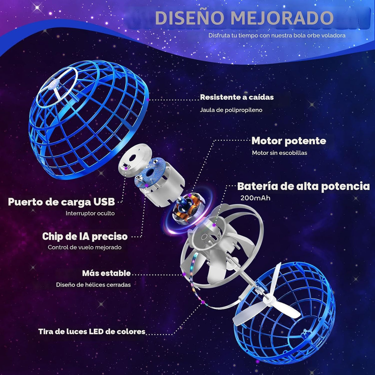 Tikduck - Juguetes de bola de orbe volador 2025 con forma de globo...
