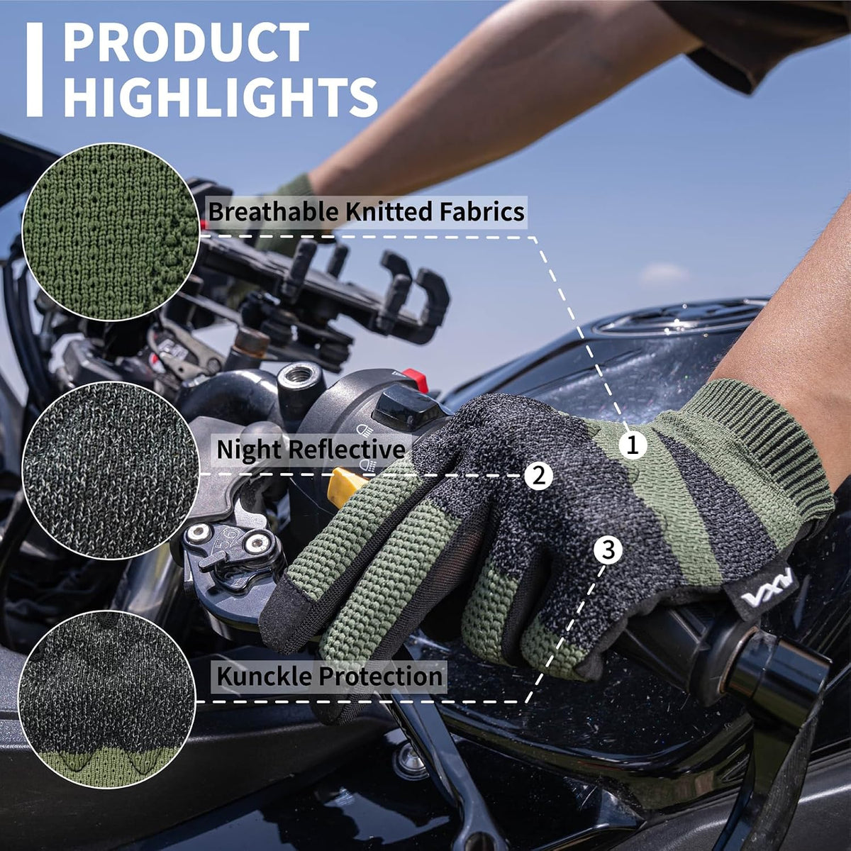 VXW Guantes de motocicleta para hombre \u2013 Guantes tácticos prot...