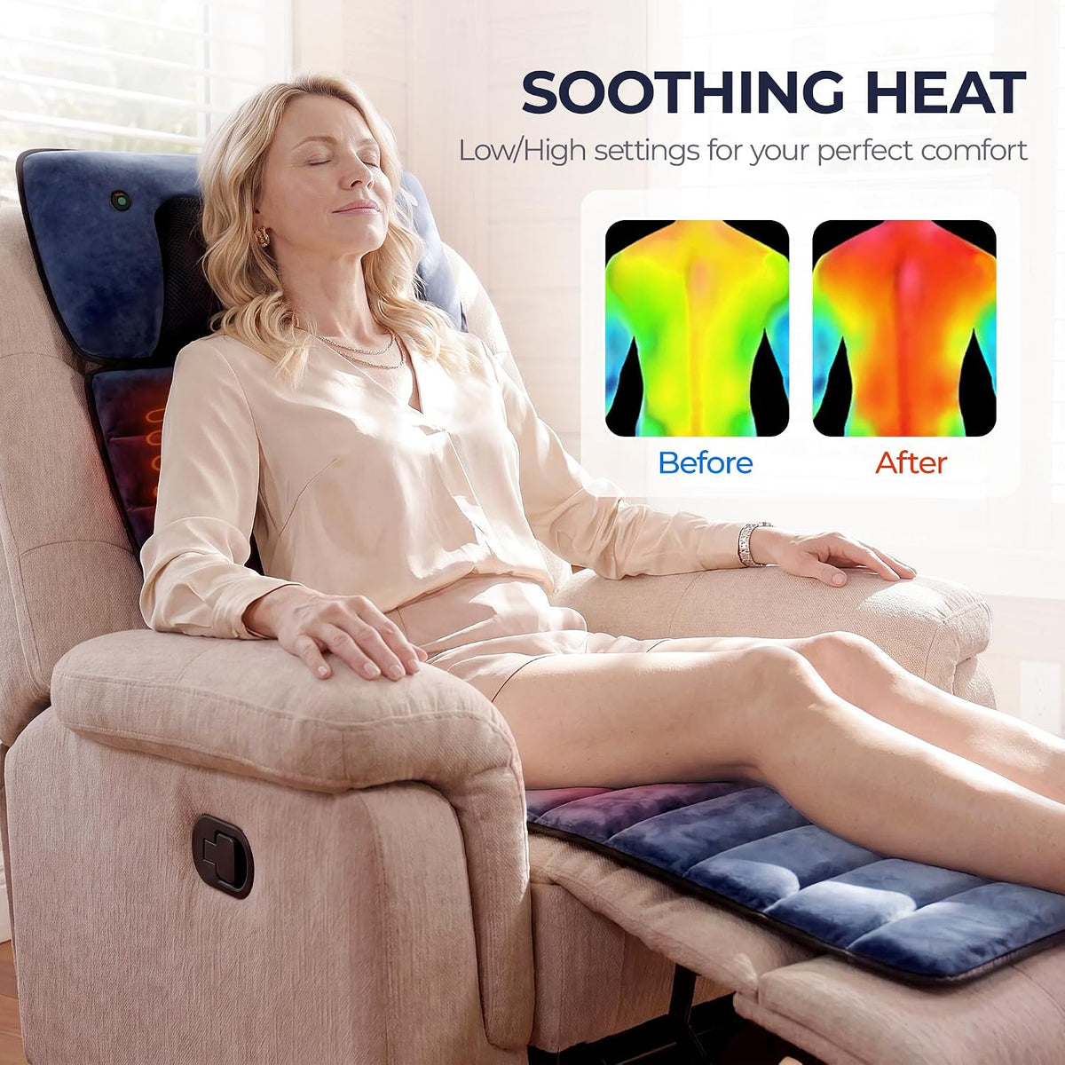 Himouta Alfombrilla de masaje de cuerpo completo con calor, masajea...