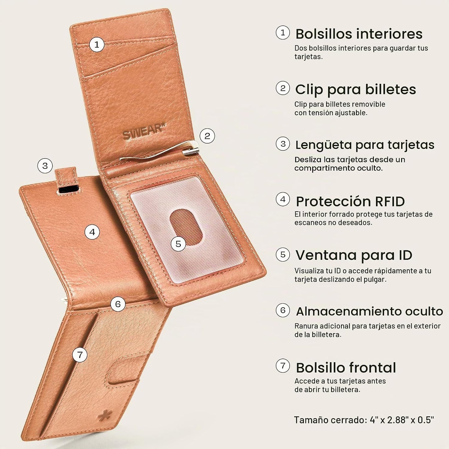 Swear Brands Billetera delgada con clip para dinero, cartera minima...