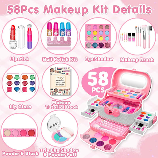 58Pcs Kit de maquillaje para niños para niña - Juego de cosméticos...