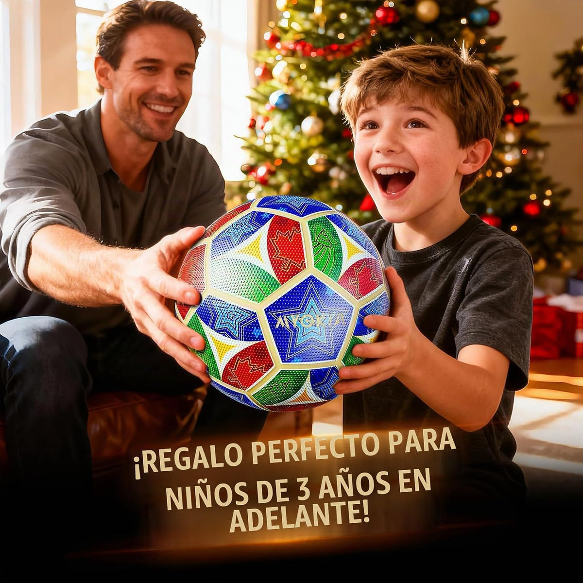 MYOKIA - Balón de fútbol recargable con luz, tamaño 5, tricolor que...