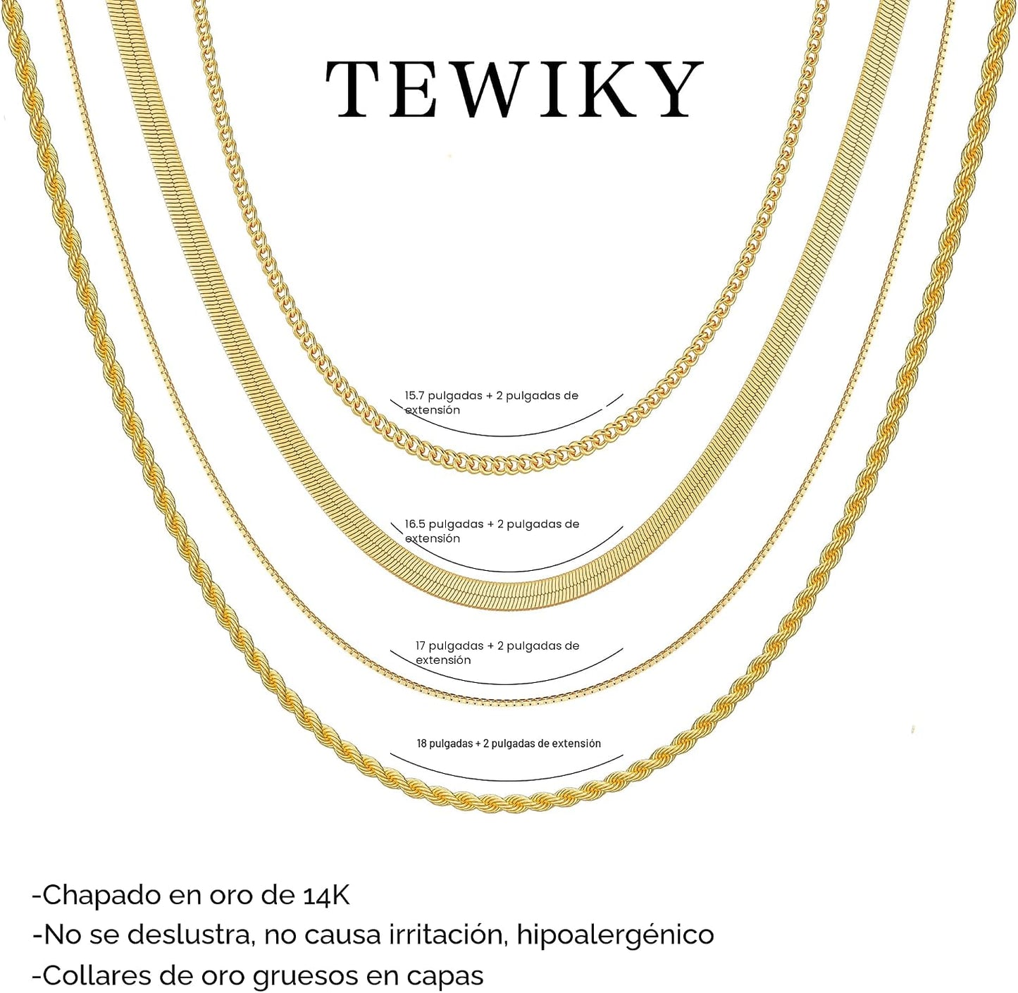 Tewiky Collares en Capas para Mujeres Sin Deslustre - Grueso Chapad...