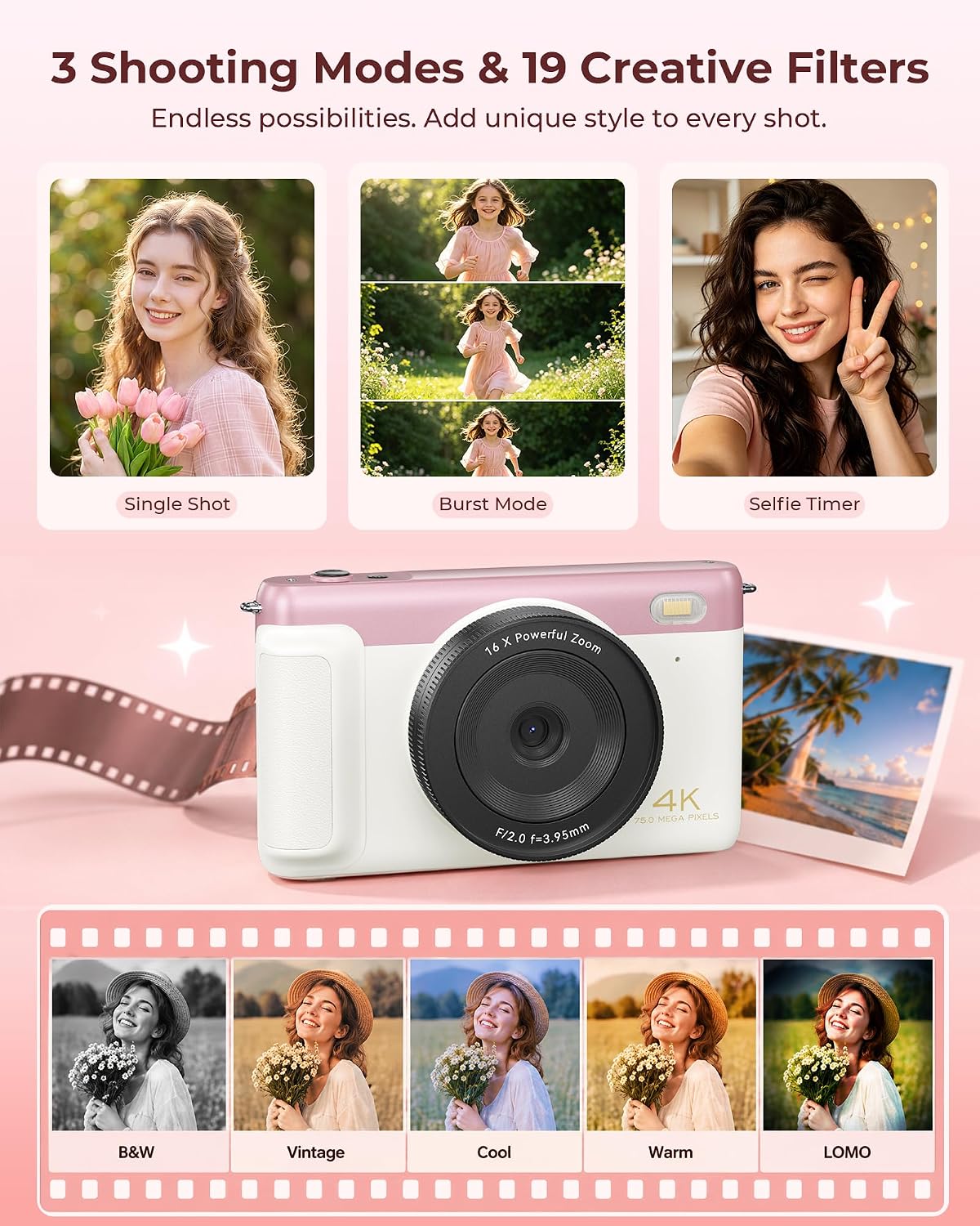 IKUCAM Cámara digital 4K para fotografía de 75 MP con enfoque autom...