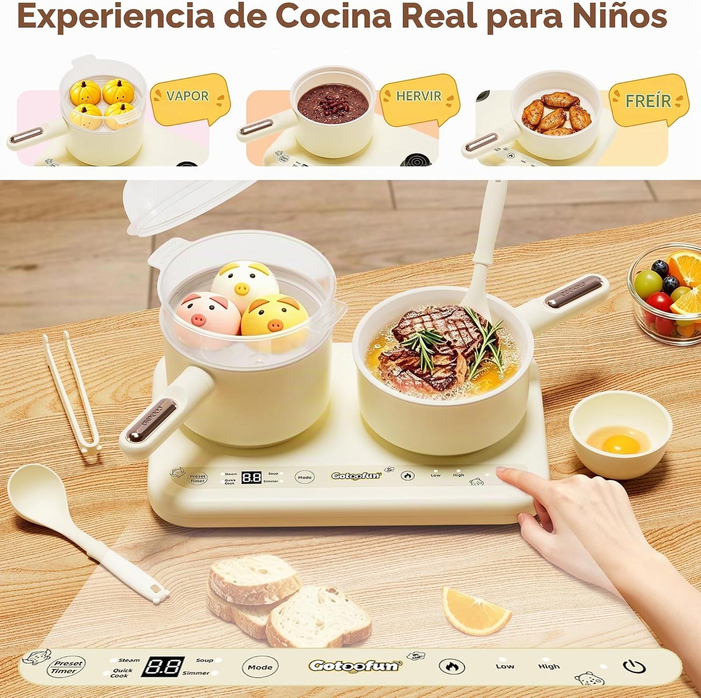 Gotoofun Juegos de cocina para niños, juego de cocina real de doble...