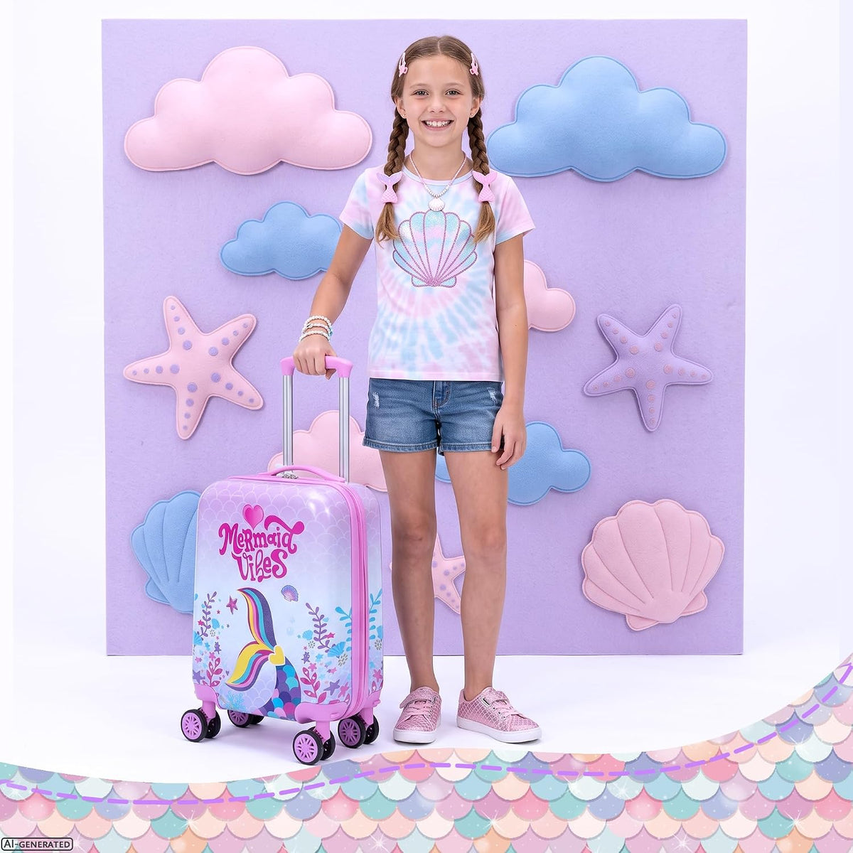 Esteemly Juego de equipaje para niños, 4 piezas, 16 pulgadas, rueda...