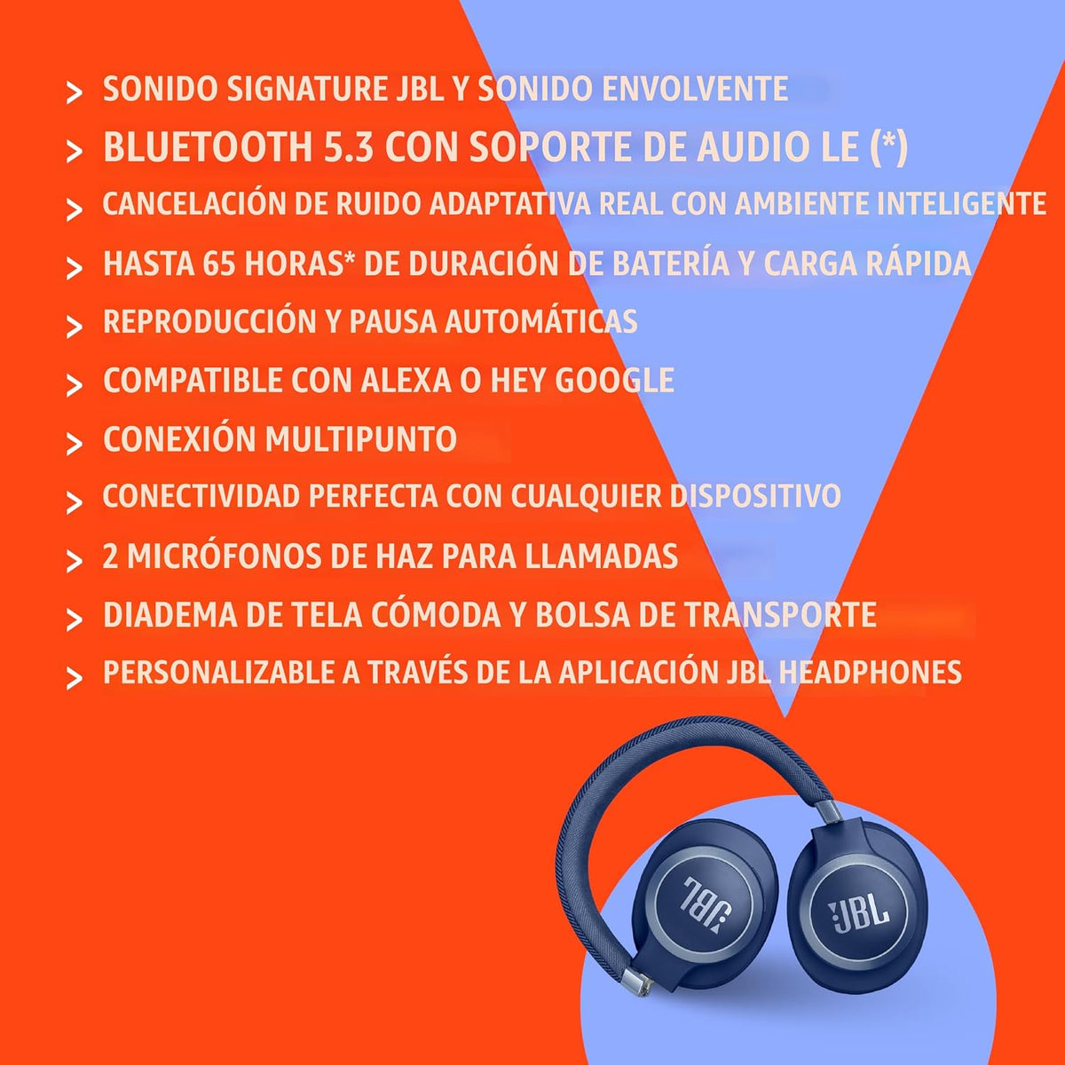 JBL Live 770NC - Auriculares inalámbricos sobre la oreja con cancel...