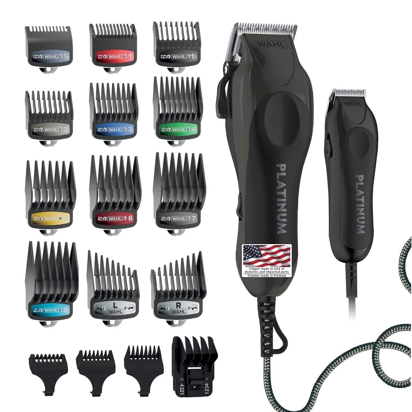 Wahl USA Pro Series Platinum - Kit de cortapelos con cable y recort...