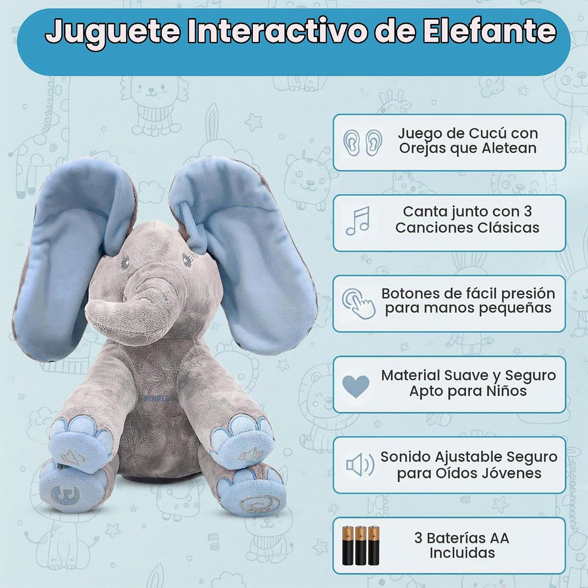 Dimple Kyle Elefante de peluche juguete animado - Elefante azul can...