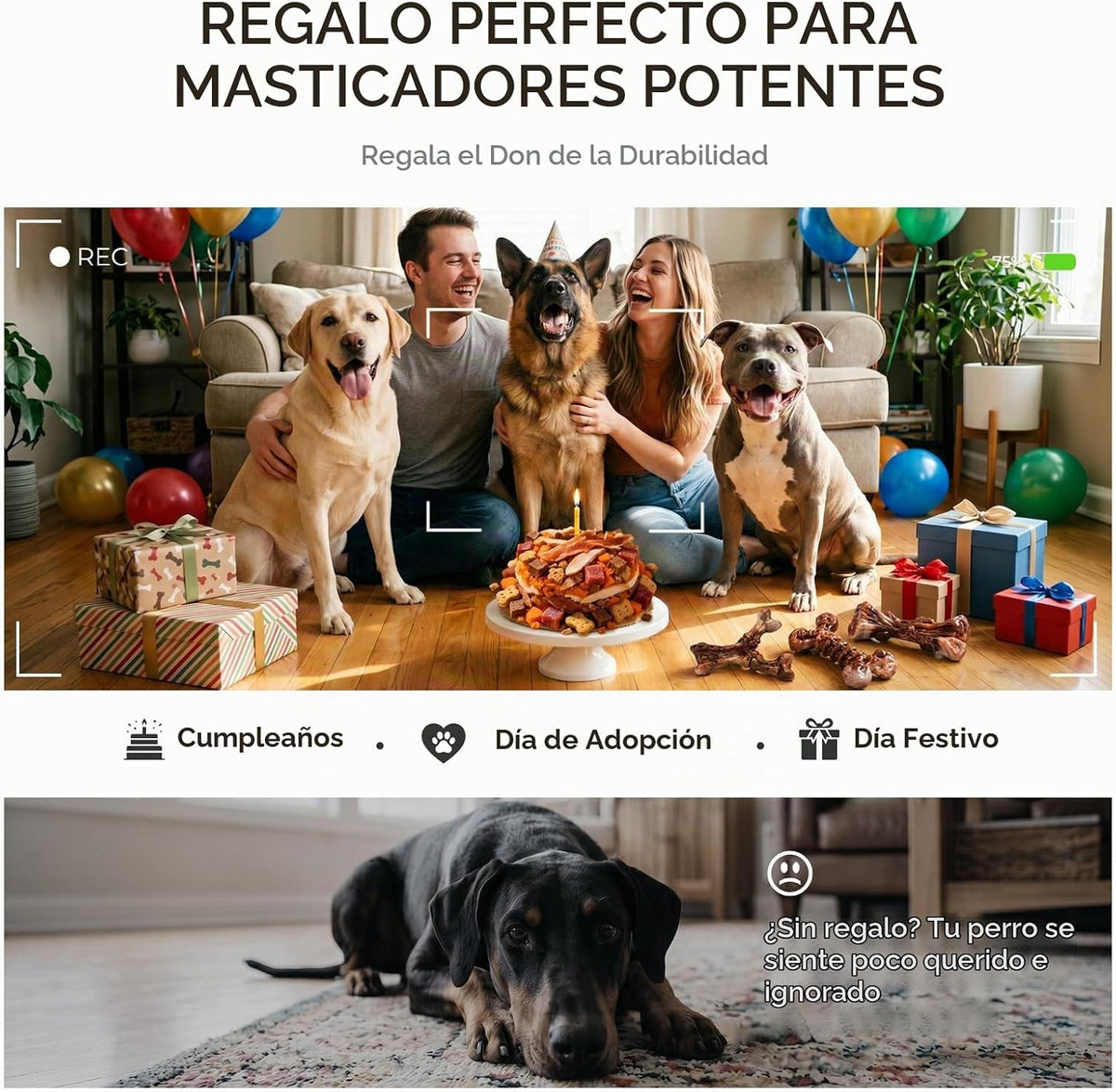 Kseroo - Paquete de 3 juguetes masticables indestructibles para per...