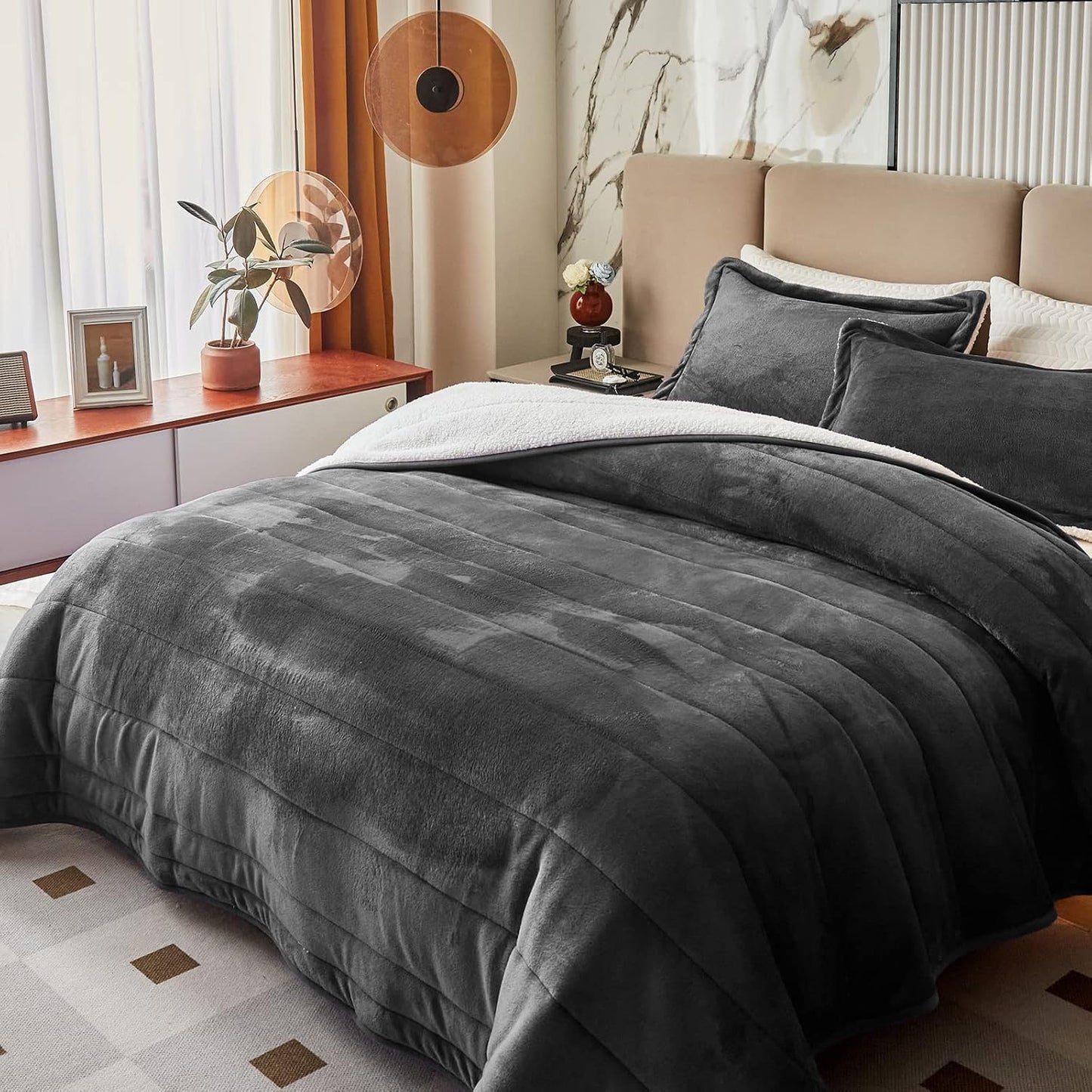 Manta de cama de forro polar de franela de 3 capas de lujo, tamaño...