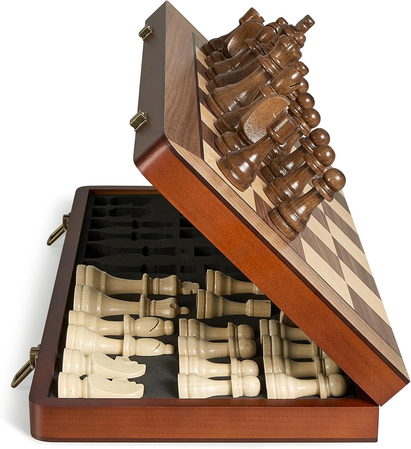 Juego de ajedrez magnético de madera de 17 pulgadas para adultos y...