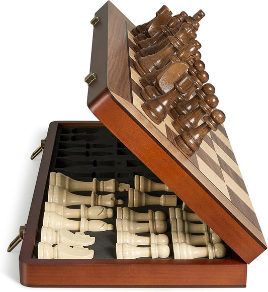 Juego de ajedrez magnético de madera de 17 pulgadas para adultos y...