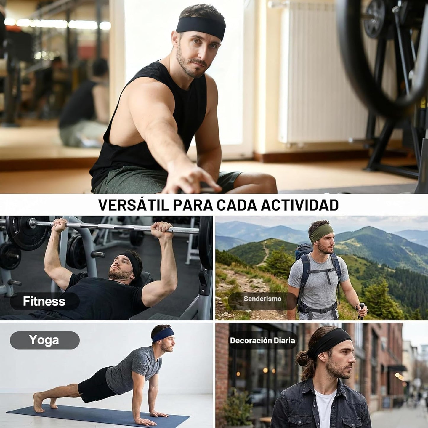 Acozycoo Diadema deportiva para hombre, 5 unidades, para correr, ci...