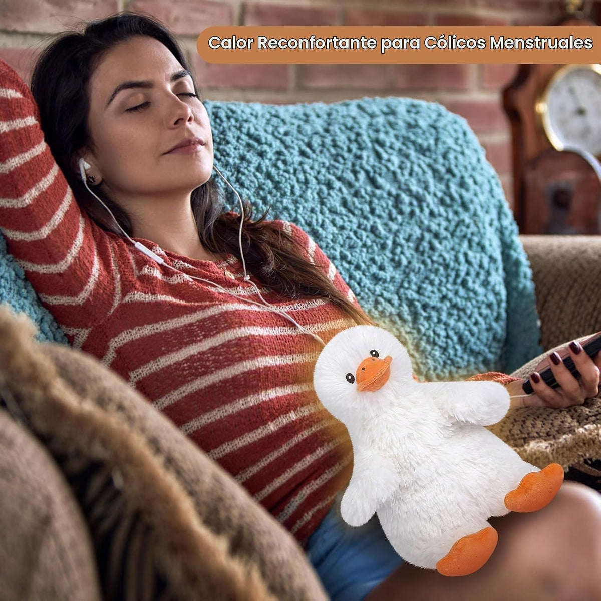 SuzziPals Almohadilla térmica para animales de peluche de pato para...