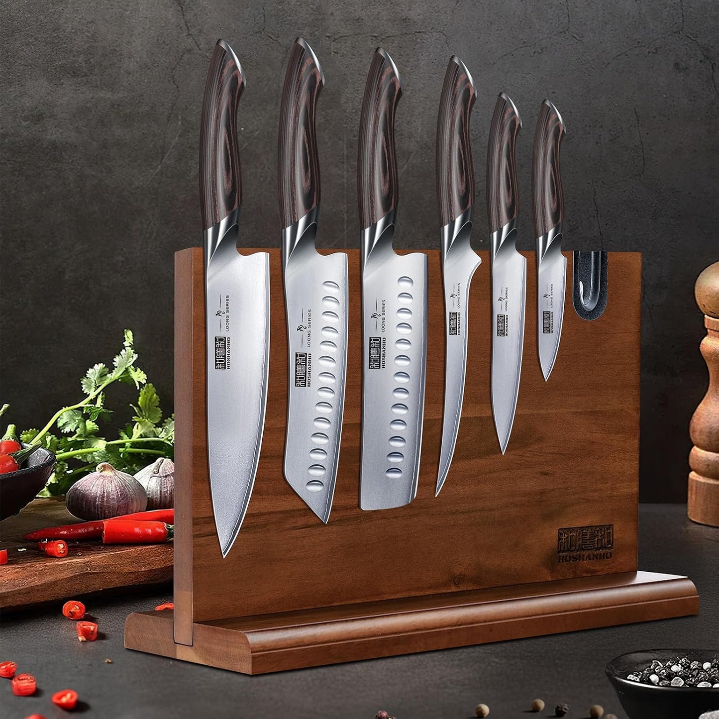 HOSHANHO Juego de 7 piezas de cuchillos de cocina, juego de cuchill...