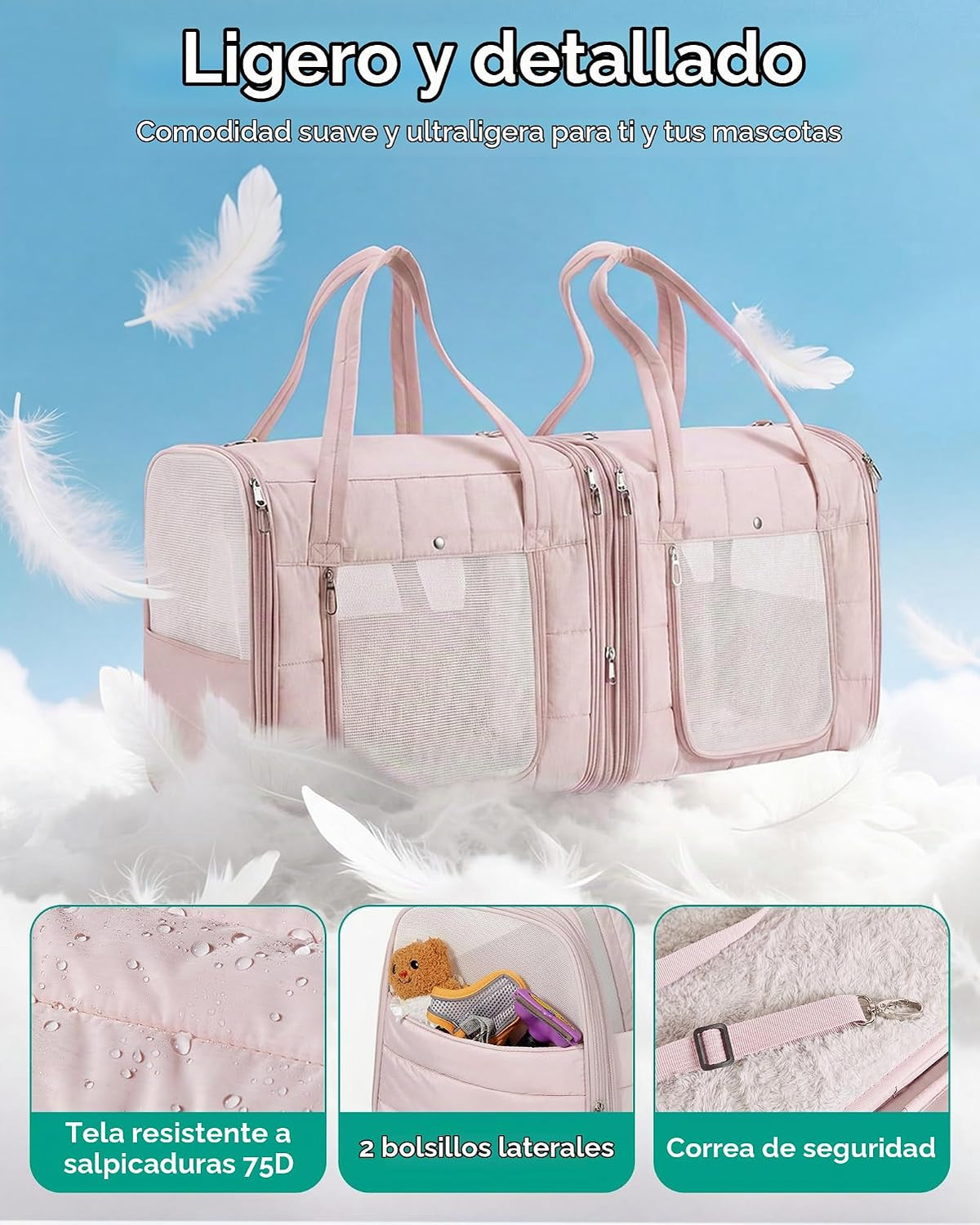 BAGSMART Transportador doble para gatos para 2 gatos, transportador...