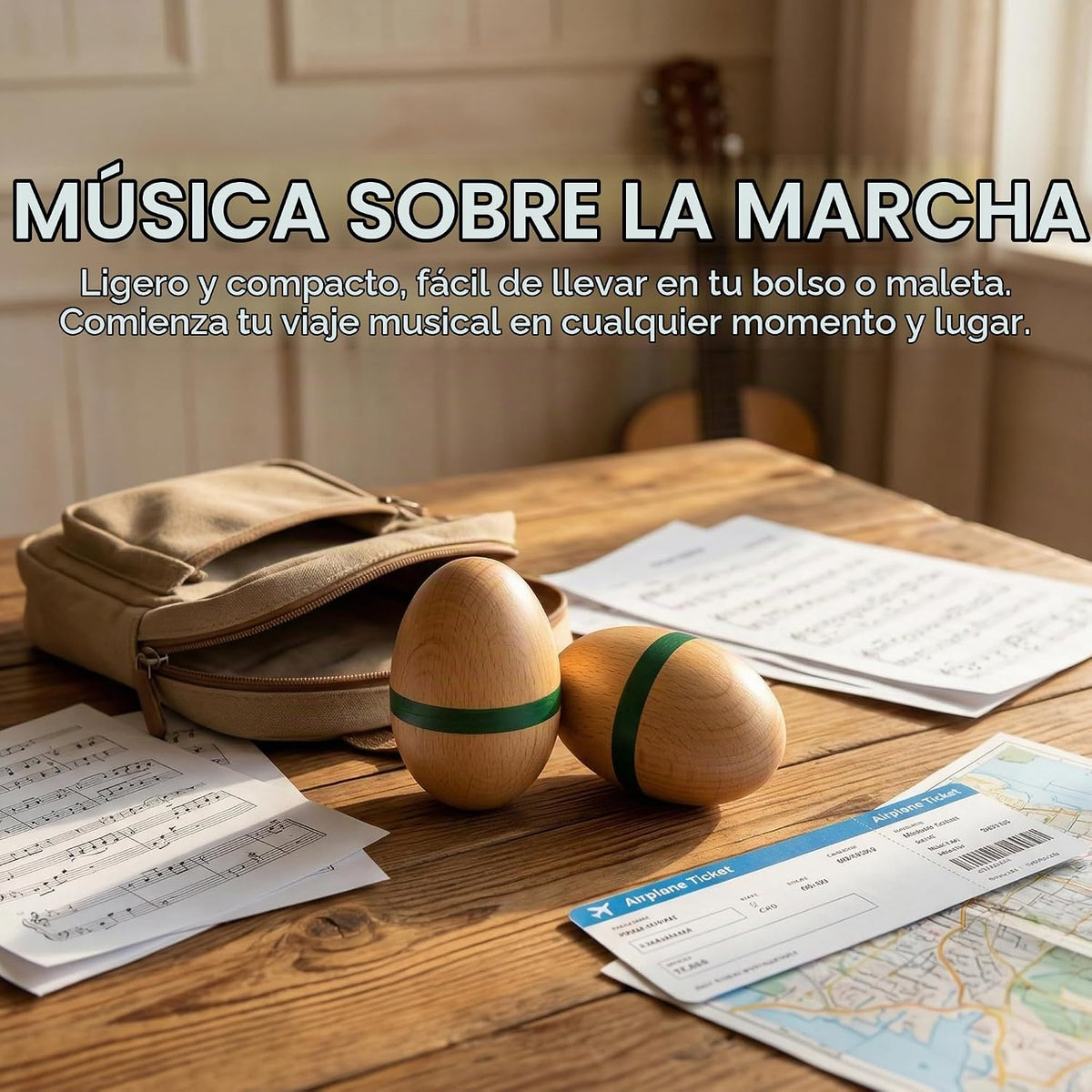 Huevos de madera Instrumentos musicales: agitador de percusión de m...