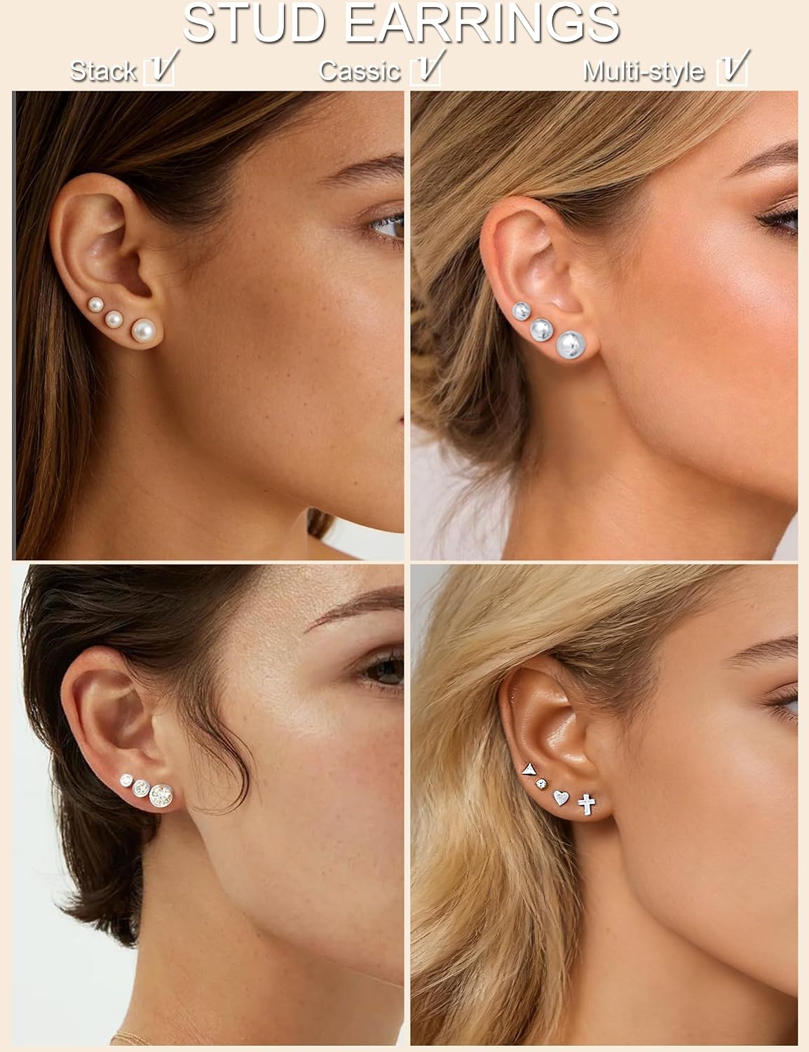Juego de 75 Pares de Pendientes de Oro para Mujer, Pendientes de Ar...