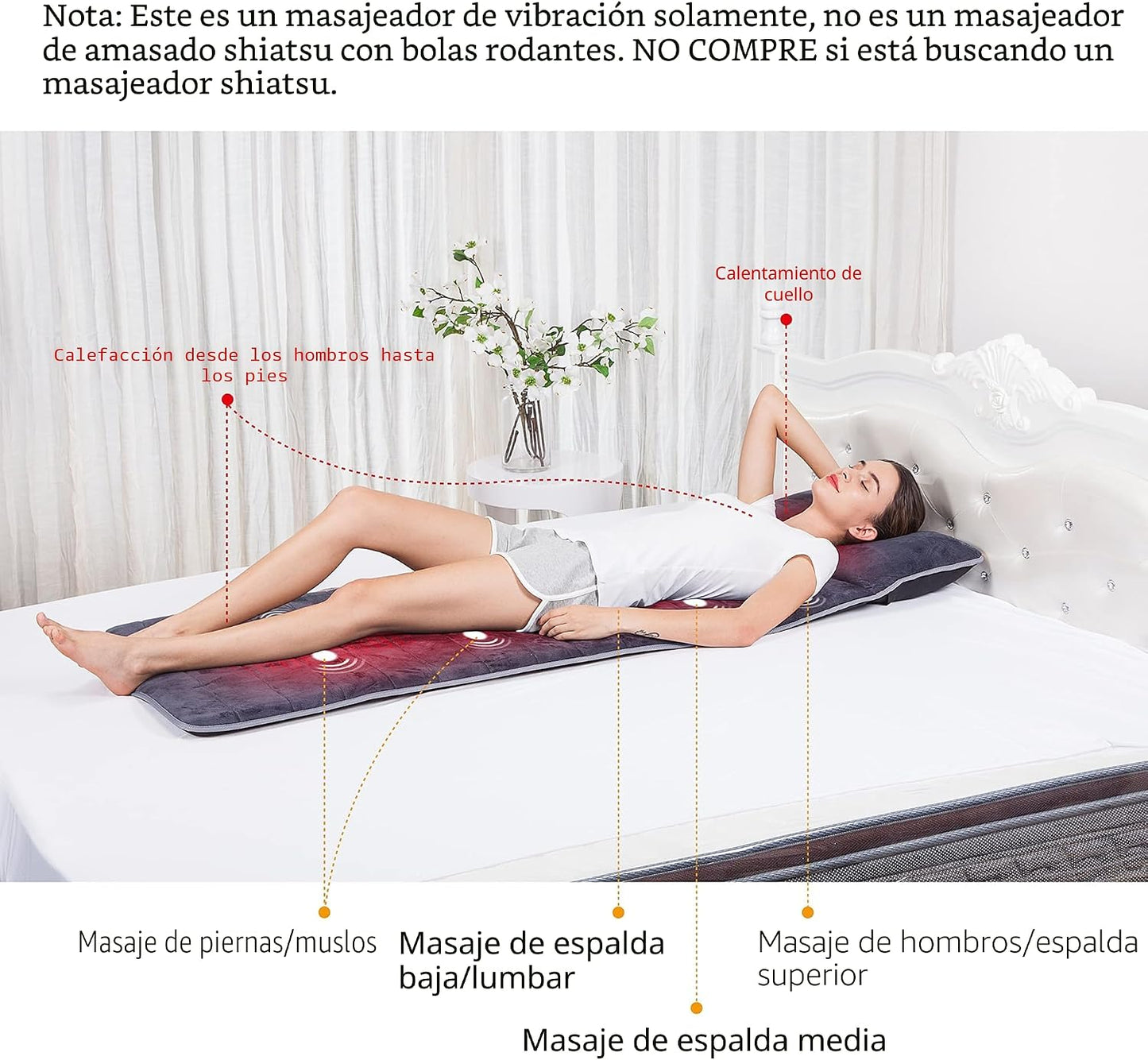 Snailax Alfombrilla de masaje de espuma viscoelástica con calor, 10...
