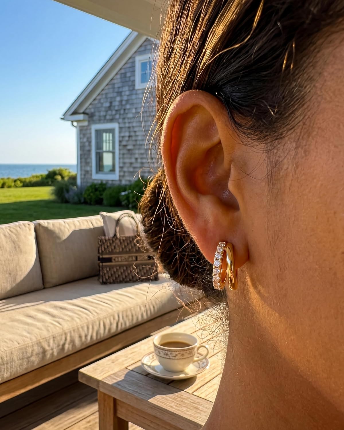 Aretes de aro de oro para mujer de MUMREUES, aretes envolventes cha...