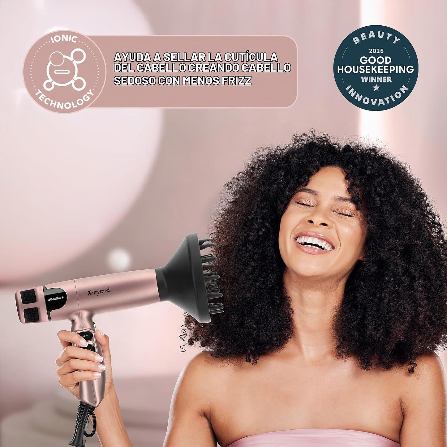 GAMMA+ Secador de pelo profesional X-Hybrid ligero, tecnología ióni...